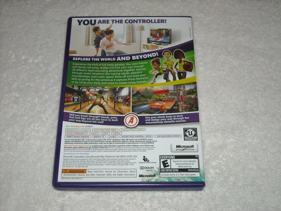Kinect Adventures Xbox 360 2010 Video Game Disc Manual Sensor