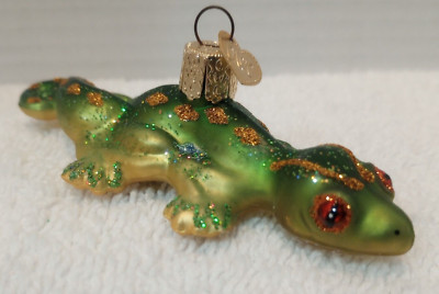 GECKO ORNAMENT Merck Family s Old World Christmas Blown Glass Ornament W/ Tags