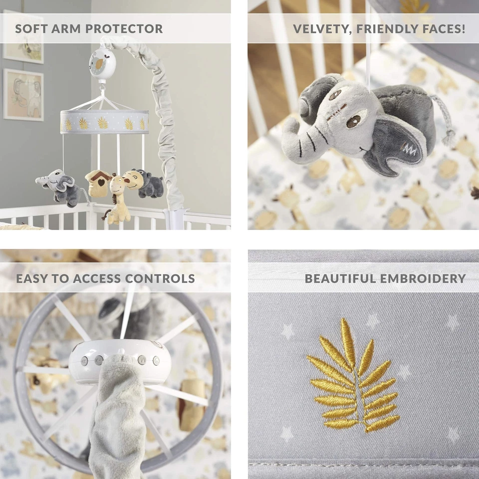 Oberlux Musical Cuna Móvil Selva Animal Safari Tema Gris/Bronceado OBLX105 Foto 4 de 4