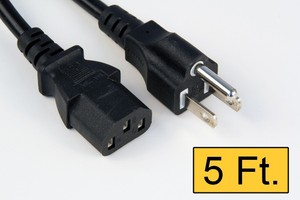 5-Ft-Power-Cord-Cable-Standard-Wire-IEC-Kettle-Female-3-Contact-AC-Male-US