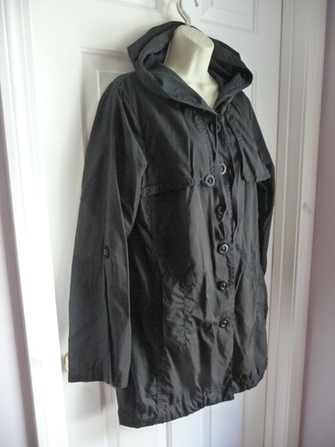 ISDA & CO Jacket L Coat Black Hooded Crinkled - Picture 4 of 8