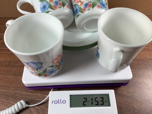 Corelle Mugs / Cups And Saucers 4 Sets FRESH CUT TULIPS 3.5" Flowers On White - Picture 13 of 14