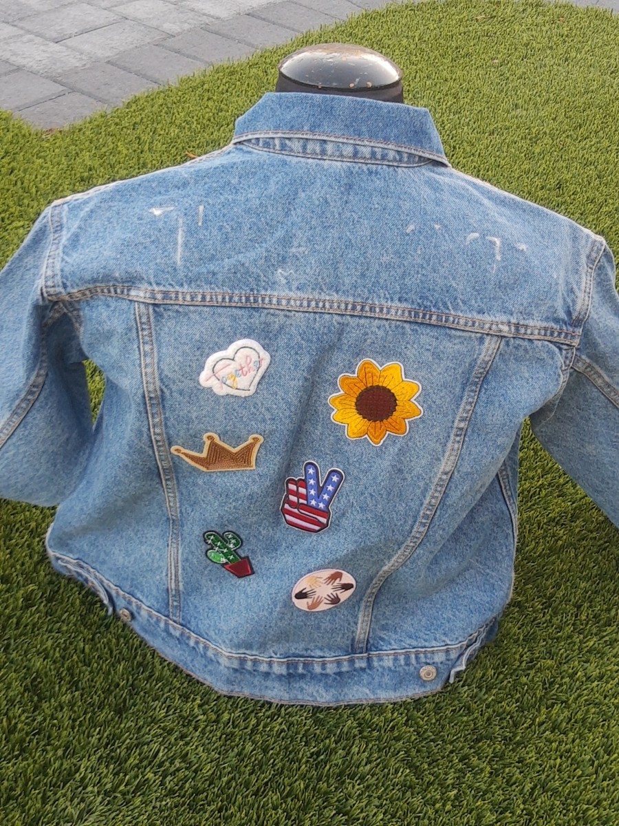 Old Navy Customized Denim Jacket Patches Med