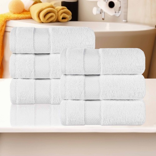 Niles Egypt Produced Giza Cotton Dobby Ultra-Plush Thick Hand Towel Set of 6 - Picture 81 of 100