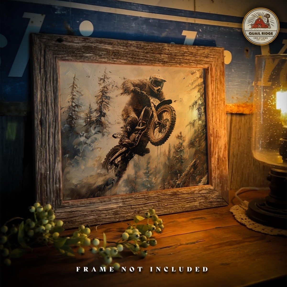 Sasquatch Bigfoot Art Print Motocross Dirt Bike Off Road