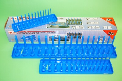 BGS 67158 Steckschlüssel-Halter – 3-teiliges Set Für 1/4", 3/8" & 1/2" Einsätze, Mit Aufhängeöse