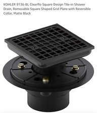 KOHLER Clearflo Square Design Tile-In Shower Drain in Matte Black K-9136-BL