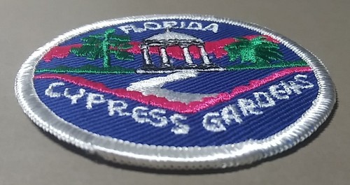 Vintage Cypress Gardens Florida 3" Toppa ricamata souvenir da viaggio anni '70 NUOVO - Foto 2 di 5