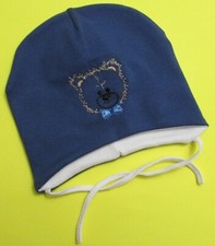 Baby boy hat for fall, hat for spring, cotton, bear embroidery, hat with strings