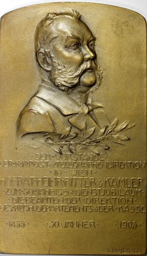 AUSTRIA Medal Bronze Plaque 1905 by L. Hujer Heinrich Ritter von Kamler H-7502 - Picture 2 of 3