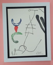 JOAN MIRO + 1971 BEAUTIFUL SIGNED PRINT MOUNTED AND FRAMED 11x14in + BUY NOW!!