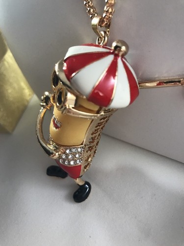 Betsey Johnson Necklace Cartoo GOLF RED Yellow Legs Move DESPICABLE ME - Picture 11 of 12