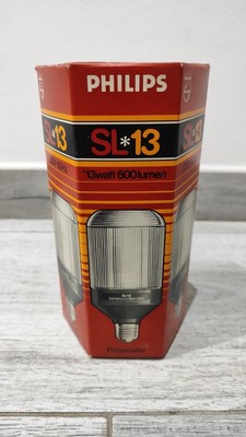 PHILIPS SL 13 PRISMATIC 220V 50HZ 13 WATT 600 LUMENS BULB VINTAGE 70s