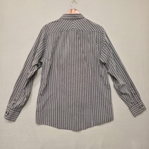 Murano Mens Black Striped Long Sleeve Button Up Silk Blend Shirt Size Large - Picture 5 of 7