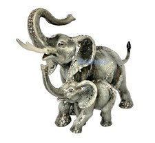 JAY STRONGWATER JUNGLE LARGE MAMA ELEPHANT & BABY FIGURINES NEW NO BOX USA