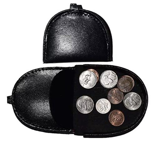 Black Unisex Leather change purses Coin case Vintage styled change purse - Picture 2 of 14
