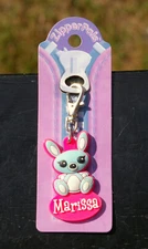Marissa Bunny Rabbit Rubber Zipper Pals Easy Zipper Pull Clip Charm Keychain