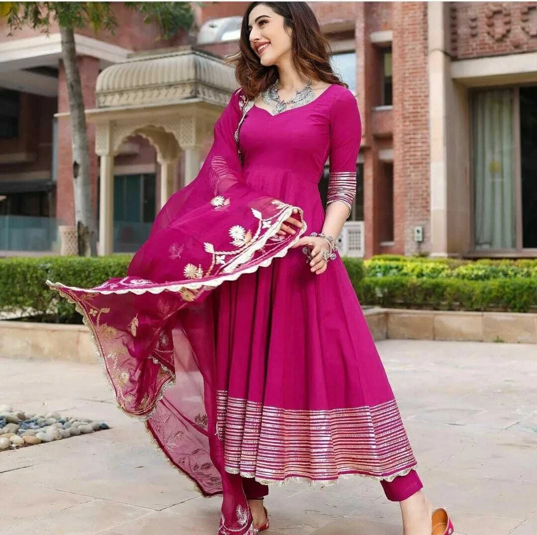 BEAUTIFUL NAIRA CUT LONG KURTI PLAZZO WITH DUPATTA