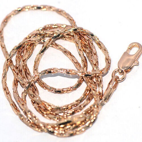"Precioso Nuevo Collar de Cadena de Cuello de Cuerda de 18" de Oro/Oro Rosa Lleno