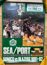 VTG NBA 1991-1992 Seattle Sonic vs Portland Blazers Sea/Port Cup Poster  RARE!