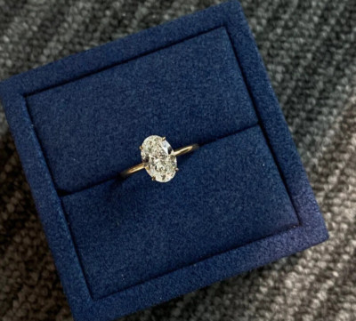 IN 14k Yellow Gold 1.50CW Oval Lab Grown Diamond Solitaire Ring For Propose
