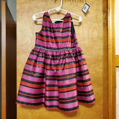 New Young Girl's Party Dress Ivory w/Champagne Bow, Sz 5, Ladybug Collection 
