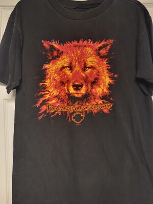 トップス 90s vintage Harley Davidson flame TEE Vintage 90s Harley Davidson V2 Engine Flames All Over Print