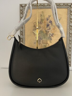 NWT Kate Spade Leather Kayla Large Shoulder Crossbody Bag In Black