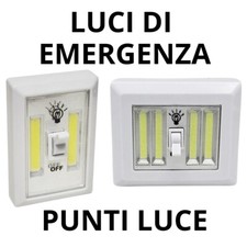LAMPADA FARETTO PUNTO LUCE A LED A PILE CON INTERRUTTORE DA PARETE MURO