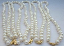 Wholesale 5 Pcs Natural 8-9mm White Real Cultivation Pearl Beads Necklace 18''