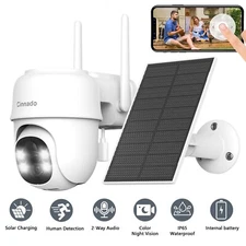 2K 3MP PTZ Solar Security Camera Outdoor 360° Wireless WiFi Solar Camera System