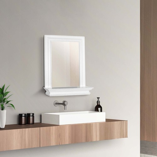 Teamson Home Stratford Wooden Wall Mirror with Storage Shelf, White - Picture 2 of 9