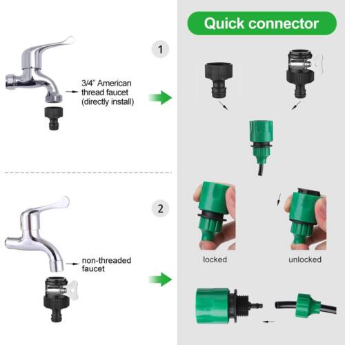 17ft Drip Irrigation System Garden Plant Self Watering Micro Hose Sprinkler Kit - Foto 3 di 8