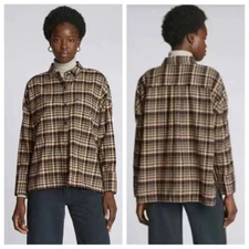 Everlane The Boxy Flannel plaid button down boxy shirt size small. Super soft.