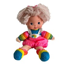 Vtg 1983 Hallmark Rainbow Brite Baby Brite Soft Doll Pink Hair Plush 15" Clean
