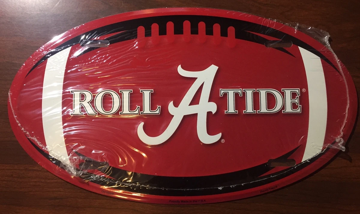 Alabama Crimson Tide Mirror Car Tag License Plate Silver Red A Wave Un