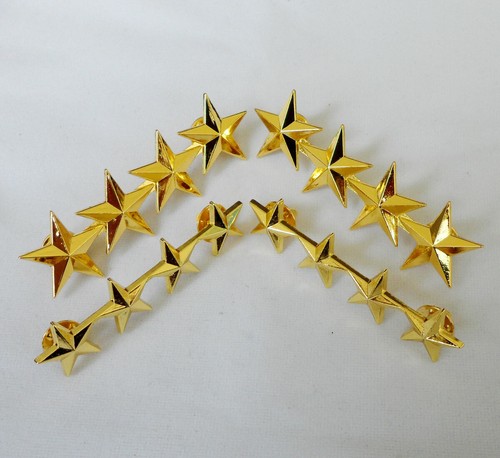 Army Officer 4 Golden Star Shoulder Rank insignia Badge 4 Star Collar Badge Pin - Picture 1 of 4