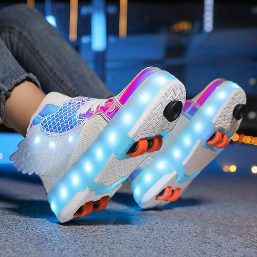 Roller skate kids boys girls 4 wheels boot sport sneakers children Skating Shoes - Picture 2 of 15