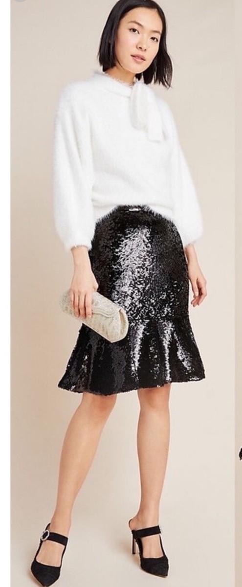160 Anthropologie Esme Hutch skirt black sequin Midi fit and flare NWT  $148
