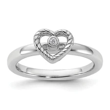 Silver Stackable Expressions Heart Diamond Ring QSK345