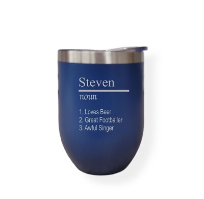 Personalisierter Name Substantiv/Definition 12 Unzen dunkelblau Thermoskanne Isoliertasse