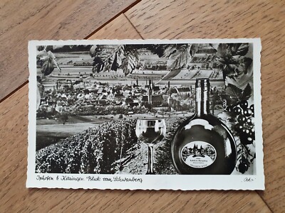 IPHOFEN b. KITZINGEN BLICK v. SCHWANBERG Ansichtskarte Echt-Foto-Postkarte 50 J.