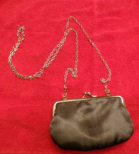 Black purse retro 6" x 4" 25" silver chain with lip lock closure