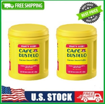 2 Cafe Bustelo Espresso Ground Coffee Vacuum-sealed, Dark Roast, 36 oz Canister