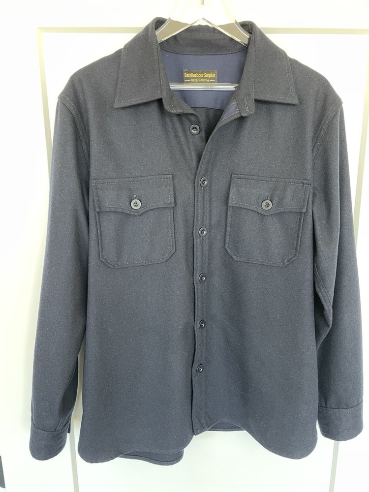 East Harbour Surplus Navy Wool Overshirt Moab 474 Size 48