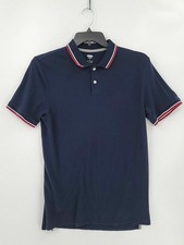 Old Navy Mens Polo Short Sleeve Size Medium Solid Navy Blue Stretch Cotton Blend