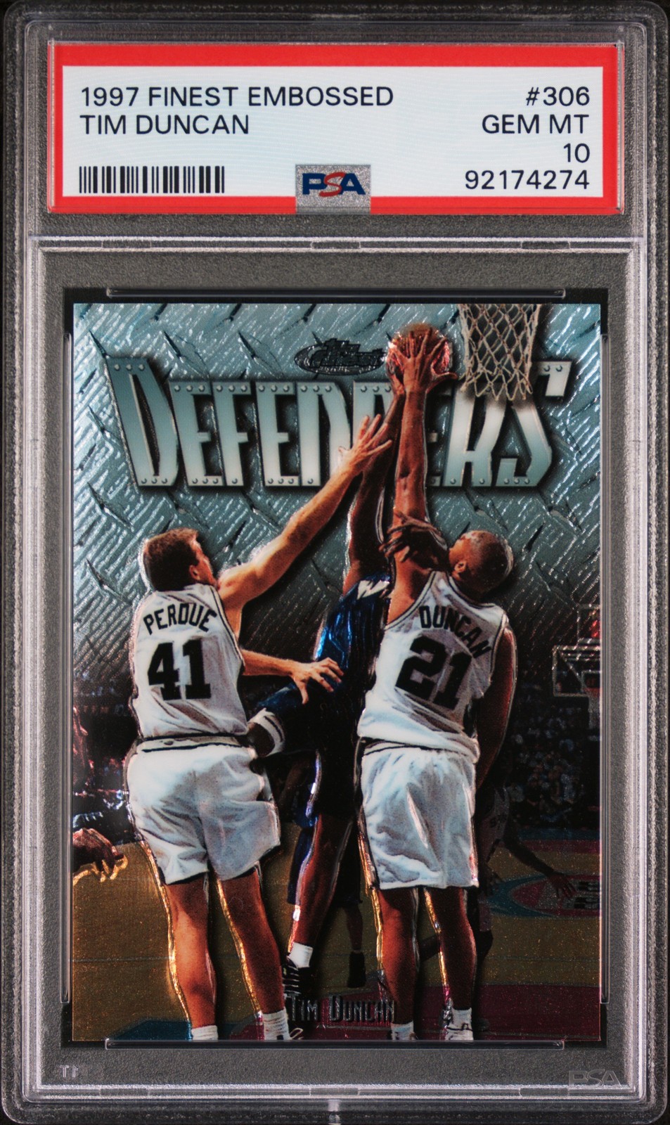 1997 Finest Embossed Tim Duncan #306 Embossed PSA 10 Spurs Gem Mint