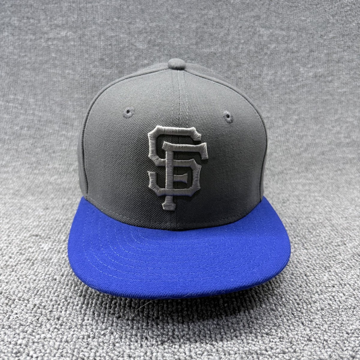 New Era 59FIFTY San Francisco Giants SF Hat Gray Royal Blue Fitted 6 7/8 MLB
