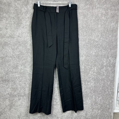 Ann Taylor Linen Blend Black Dress Pants Belted Size 10P New With Tags