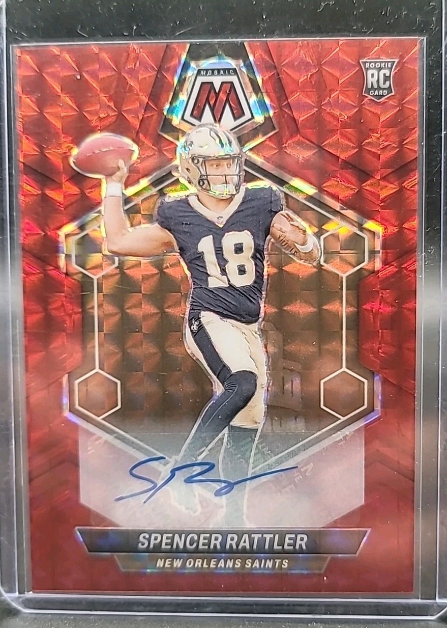 2024 Panini Mosaic SPENCER RATTLER Rookie Auto RC Red Prizm /199 - NEW ORLEANS